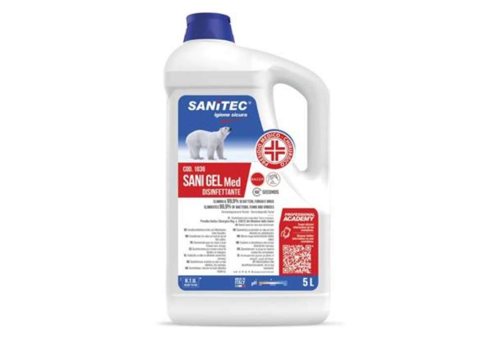 Immagine di Disinfettante mani a base alcol senza risciacquo Sanitec Sani Gel Med PMC 5 lt 1036