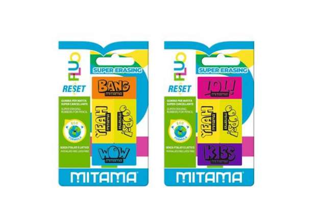 Immagine di Gomma per matita Mitama Reset Fluo - colori fluo assortiti - conf. 4 pezzi - 61369