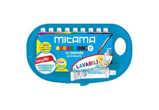 Immagine di Tempera Mitama Più Superlavabile con tavolozza - 9 tubi da 10 ml assortiti + 1 tubo bianco 21 ml + 2