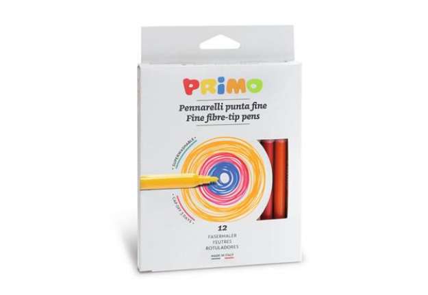 Immagine di Pennarelli superlavabili punta fine Primo diametro 2,5 mm - colori assortiti scatola di cartone 12 p