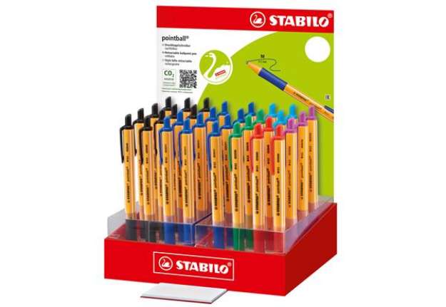 Immagine di Penna Pointball - colori assortiti - Stabilo - expo 32 pezzi