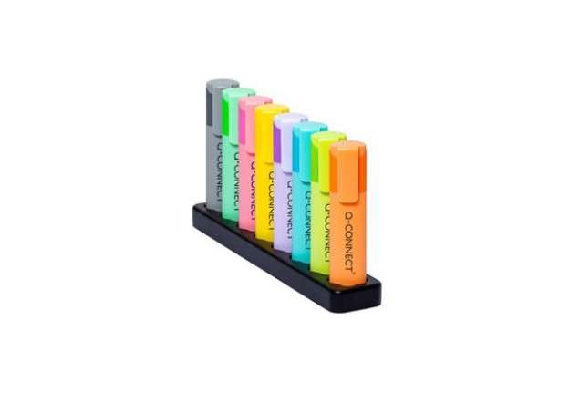 Immagine di Desk set evidenziatori Q-Connect Pastel 1,5-5 mm - colori pastello assortiti conf. 8 pezzi - KF17806