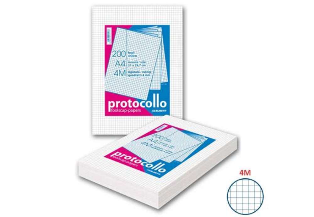 Immagine di Fogli protocollo Blasetti A4 - 60 g/m² - risma 200 ff - 4M - 1281