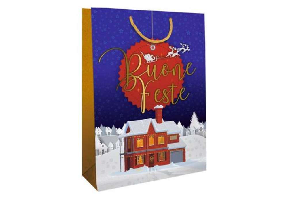 Immagine di Shopper Natalizia Premium ''Buone feste'' Biembi 25,5x32,5x13,5 cm - conf. 6 pezzi - BXS202P11C