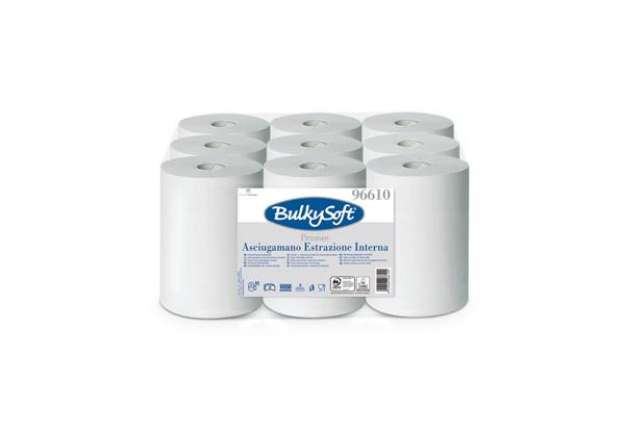 Immagine di Asciugamani a rotoli ad estrazione interna Premium Bulkysoft strappo 21,5x30 cm conf. 9 rotoli da 20