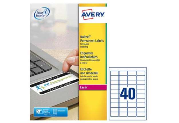 Immagine di Etichette adesive L6145 - in poliestere - laser - permanenti - 45,7 x 25,4 mm - 40 et/fg - 20 fogli