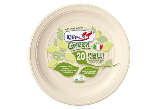Immagine di Piatto frutta monouso- rotondo - diametro 17 cm - Mater-Bi - avorio - Dopla Green- conf. 20 pezzi