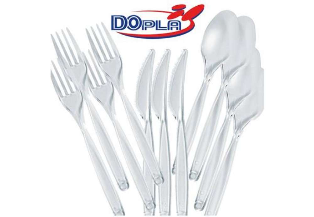 Immagine di Forchette magnum Compact trasparenti in polistirene conf. 50 pz Dopla Reusable 177 mm - 3437