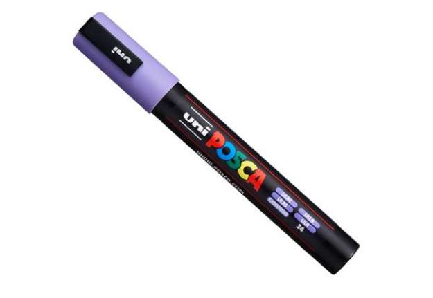 Immagine di Marcatore a base d'acqua Uni Posca PC5M  - punta  tonda media da 1,8mm a 2,5mm - lilla - Uni Mitsubi