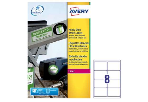 Immagine di Etichette adesive L4715 - in poliestere - laser - permanenti - 99,1 x 67,7 mm - 8 et/fg - 20 fogli -