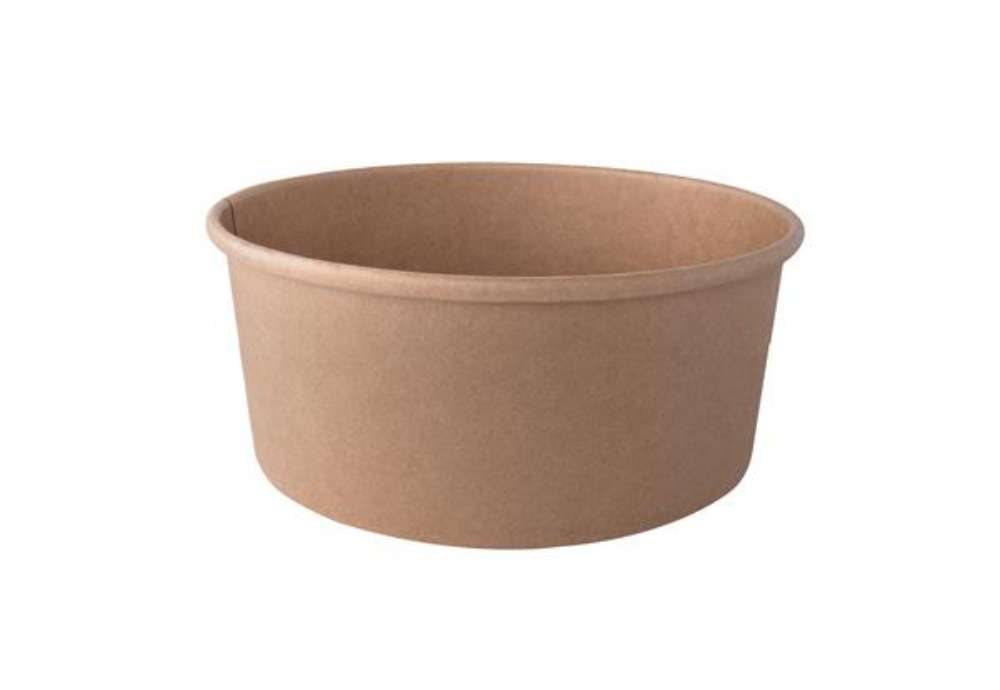 Immagine di Bowl tonde monouso - 750 ml - cartoncino - avana - Signor Bio - conf. 50 pezzi