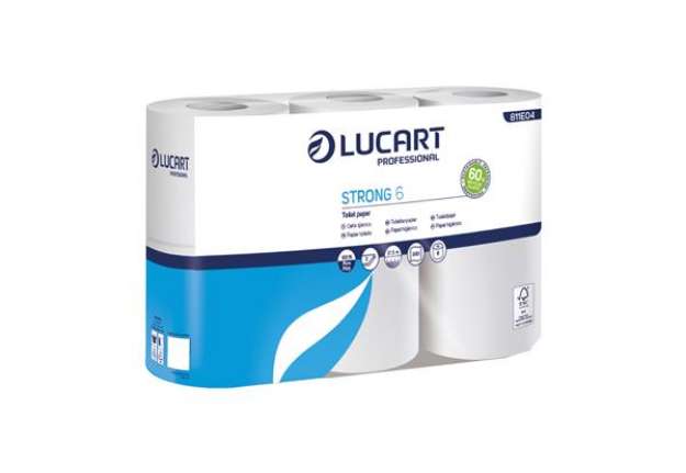 Immagine di Carta igienica Strong 6 - 2 veli - 300 strappi - bianco - Lucart - pacco 6 rotoli