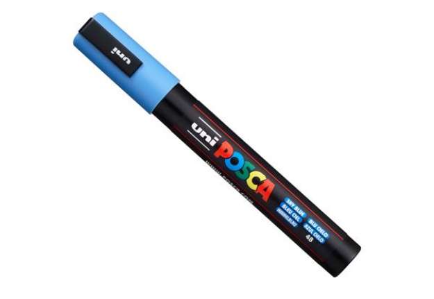Immagine di Marcatore a base d'acqua Uni Posca PC5M  - punta  tonda media da 1,8mm a 2,5mm - blu cielo - Uni Mit