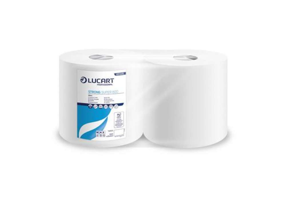 Immagine di Bobina 2 veli pura cellulosa Lucart STRONG SUPER 800 - 873 strappi per rotolo - conf. 2 rotoli - 851