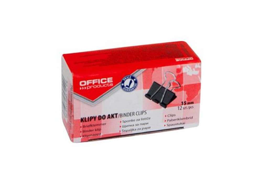 Immagine di Molle fermacarte nero Office Products 15 mm - conf. 12 pezzi - 18091519-05