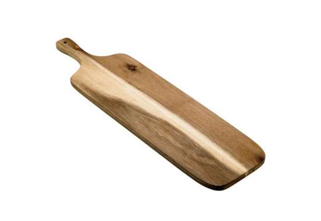 Immagine di Tagliere con manico - 75 x 20 x 1,6 cm - legno di acacia - Leone