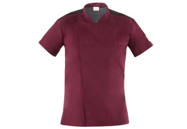 Immagine di Giacca cuoco Thiago - da uomo - manica corta - taglia M - bordeaux - Giblor's