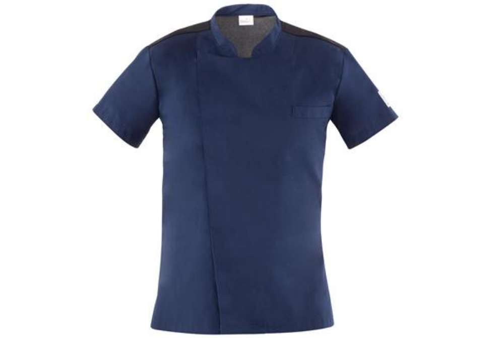 Immagine di Giacca cuoco Thiago - da uomo - manica corta - taglia S - blu - Giblor's
