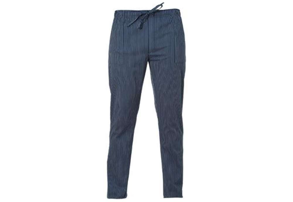 Immagine di Pantalone cuoco Enrico - unisex - taglia M - gessato blu - Giblor's