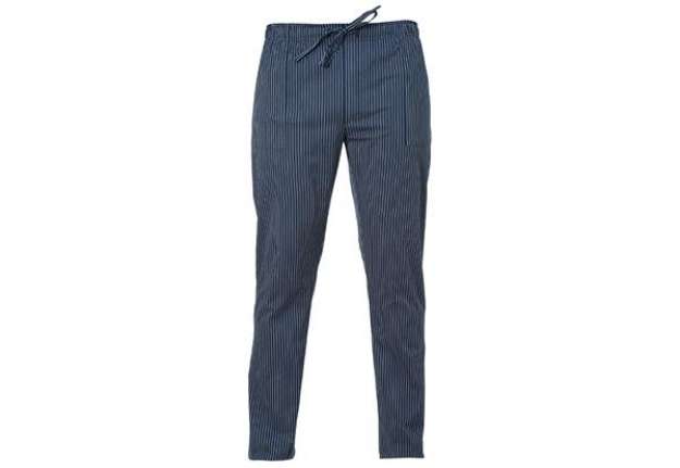 Immagine di Pantalone cuoco Enrico - unisex - taglia L - gessato blu - Giblor's