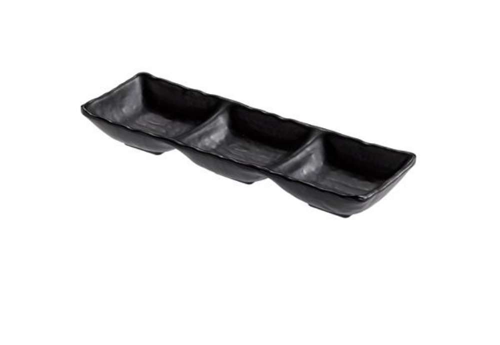 Immagine di Vassoietto a tre scomparti - 27 x 9 x 3,5 cm - melamina - nero - Leone