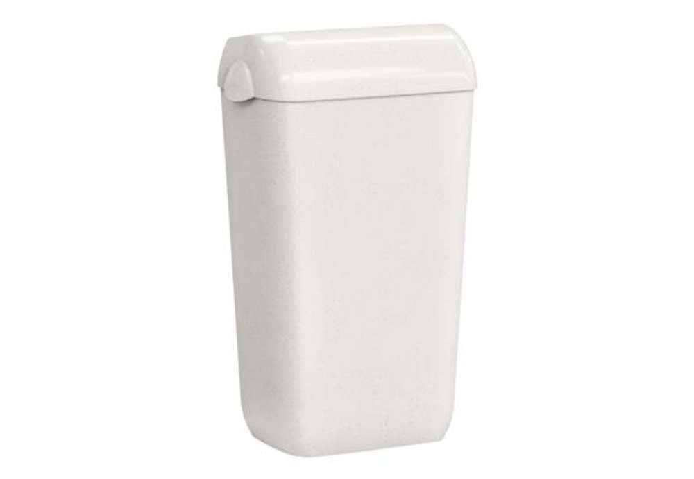 Immagine di Cestino gettacarte Woodplastic - con coperchio - 225 x 335 x 545 mm - 23 L - bianco - Mar Plast