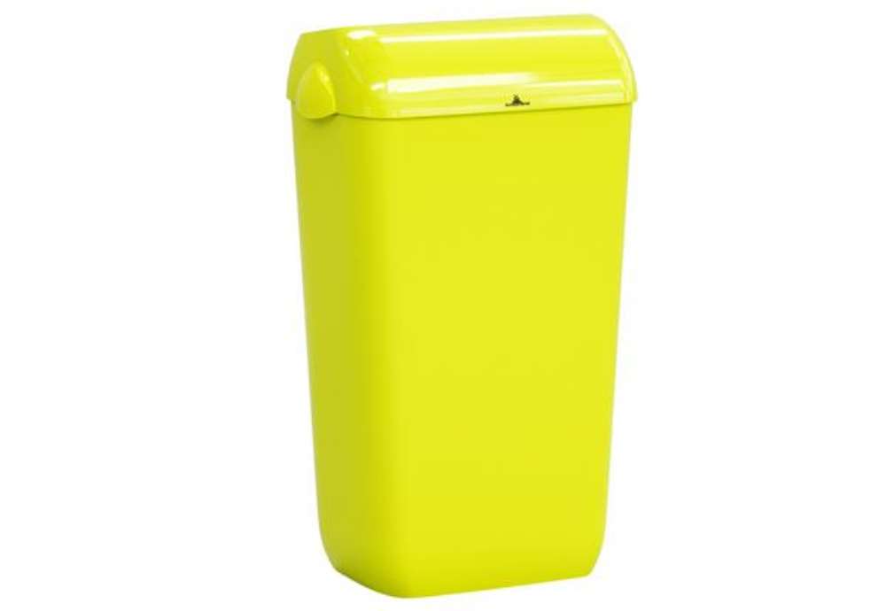 Immagine di Cestino gettacarte Skin - con coperchio - 54,5 x 22,5 x 33,5 cm - 23 L - giallo fluo - Mar Plast