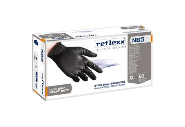 Immagine di Guanti in nitrile N85B - ultra resistenti - tg XL - nero - Reflexx - conf. 50 pezzi