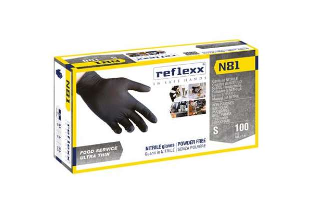 Immagine di Guanti in nitrile N81 - tg S - nero - Reflexx - conf. 100 pezzi