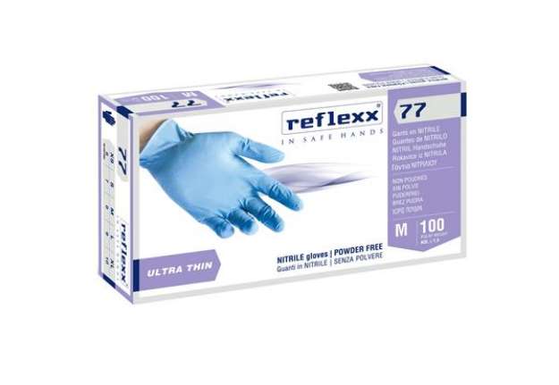 Immagine di Guanti in nitrile R77 - tg M - azzurro - Reflexx - conf. 100 pezzi