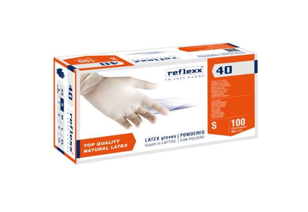 Immagine di Guanti in lattice R40 - c/polvere - tg S - bianco - Reflexx - conf. 100 pezzi