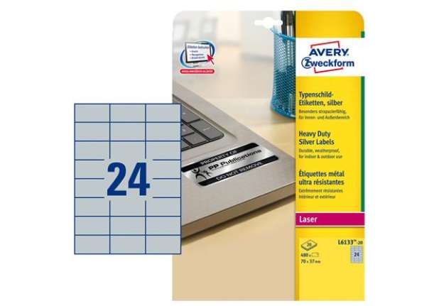 Immagine di Etichette adesive L6133 - in poliestere - laser - permanenti - 70 x 37 mm - 24 et/fg - 20 fogli - ar