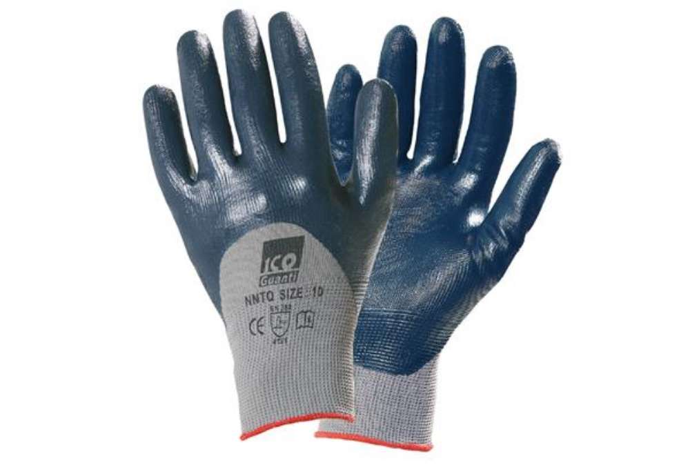 Immagine di Guanti mechanical Safety Palmpro 113 - per ambienti oleosi - taglia M - grigio/blu - Icoguanti