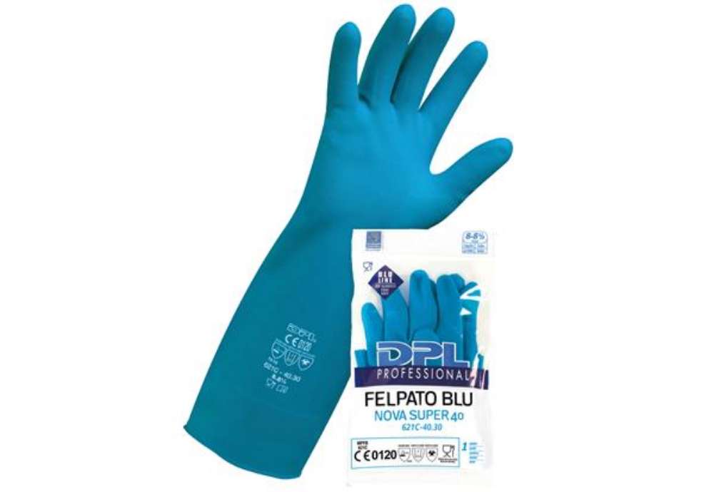 Immagine di Guanti alimentari MPFB411 - in lattice felpato - taglia M - blu - Icoguanti