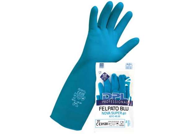 Immagine di Guanti alimentari MPFB411 - in lattice felpato - taglia XL - blu - Icoguanti