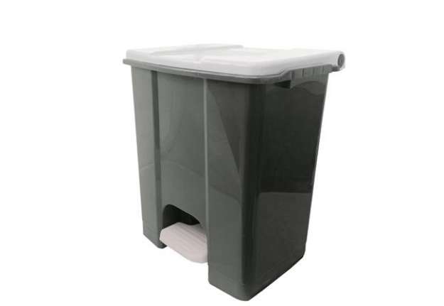 Immagine di Contenitore mobile Ecoconti - a pedale - 60 L - plastica riciclata - grigio/bianco - Medial Internat