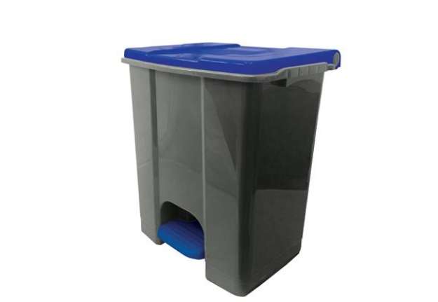 Immagine di Contenitore mobile Ecoconti - a pedale - 60 L - plastica riciclata - grigio/blu - Medial