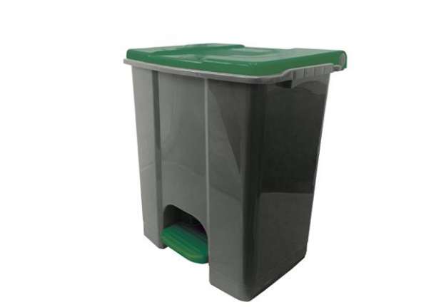 Immagine di Contenitore mobile Ecoconti - a pedale - 60 L - plastica riciclata - grigio/verde - Medial Internati