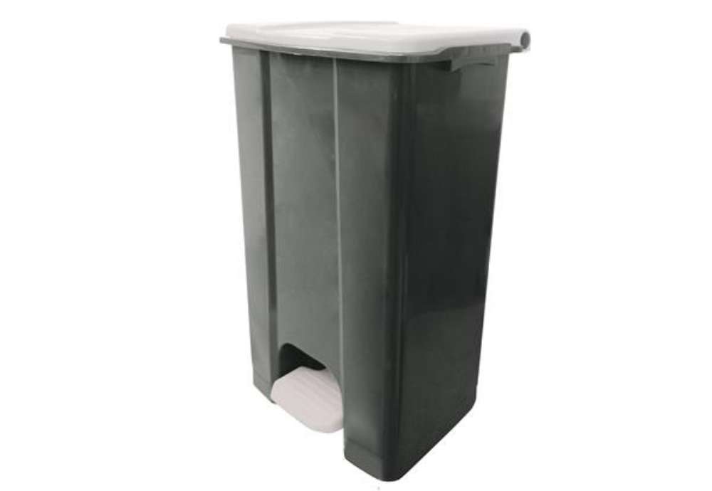 Immagine di Contenitore mobile Ecoconti - a pedale - 80 L - plastica riciclata - grigio/bianco - Medial