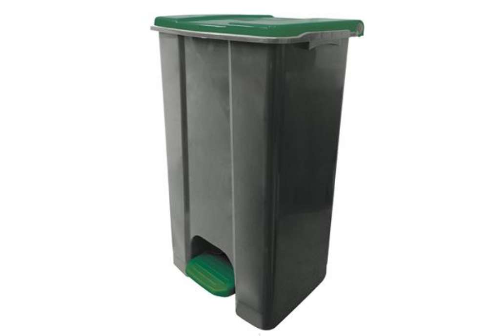 Immagine di Contenitore mobile Ecoconti - a pedale - 80 L - plastica riciclata - grigio/verde - Medial
