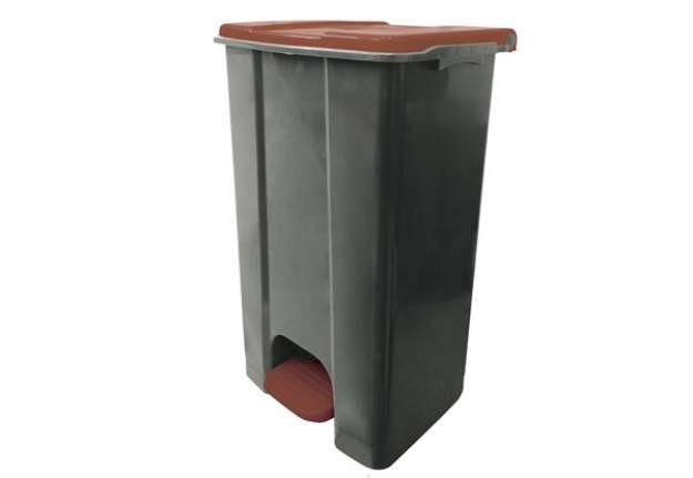 Immagine di Contenitore mobile Ecoconti - a pedale - 80 L - plastica riciclata - grigio/marrone - Medial