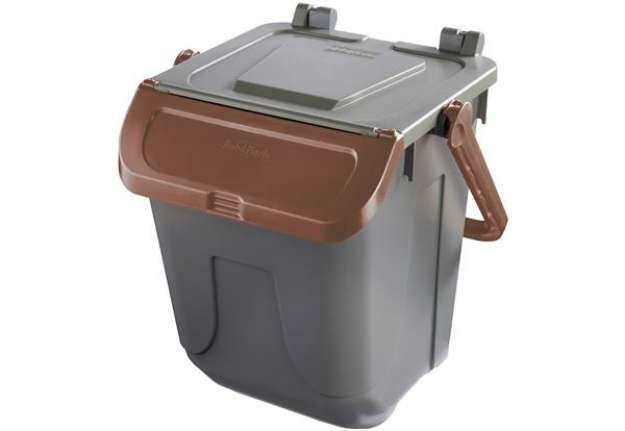 Immagine di Contenitore portarifiuti Ecology - con sportello e maniglione - 25 L - grigio/bruno - Mobil Plastic