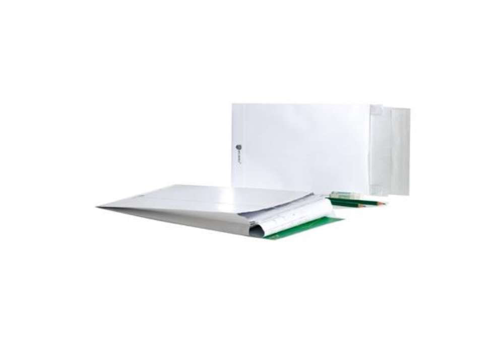 Immagine di Buste a sacco Securitex - con soffietti - B5 - 17,6 x 25 x 3,8 cm - 130 gr - bianco - Bong Packaging