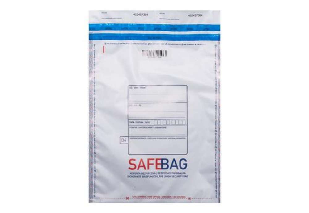 Immagine di Sacchetti di sicurezza Safe Bag - per corrieri - B5 - 18,6 x 25,5 + 4 cm - PE - bianco - Bong Packag