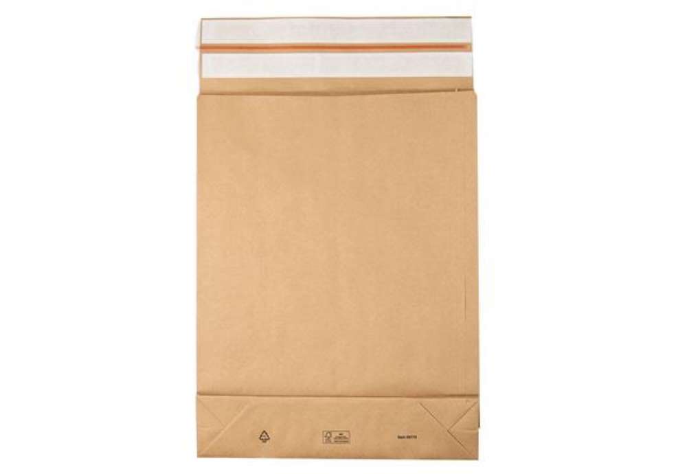 Immagine di Sacchetti a fondo quadro E-Green - C3 - 35 x 45 x 8 + 10 cm - carta kraft - avana - Bong Packaging -