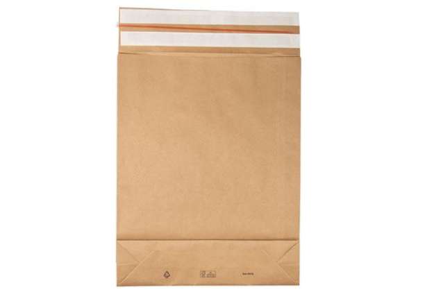 Immagine di Sacchetti a fondo quadro E-Green - 40 x 50 x 10 + 10 cm - carta kraft - avana - Bong Packaging - con