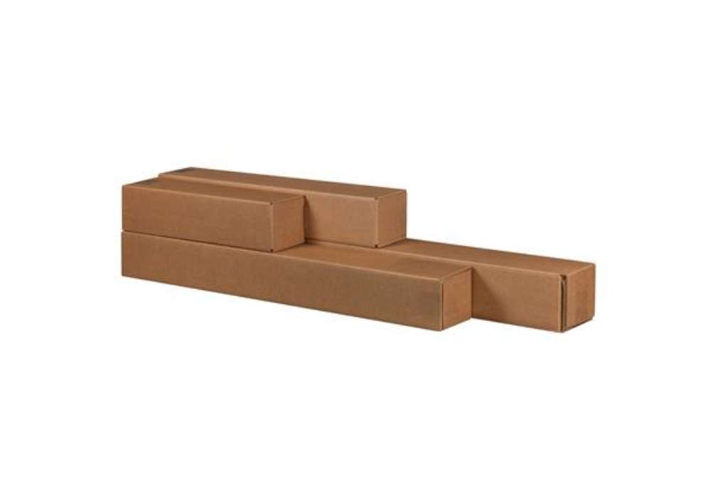 Immagine di Scatola a tubo Square Box - chiusura a nastro - 10,5 x 10,5 x 87 cm - cartone microonda - avana - Bo
