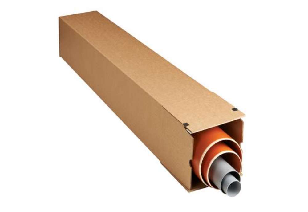 Immagine di Scatola a tubo Square Box - chiusura strip - 10,5 x 10,5 x 86 cm - cartone microonda - avana - Bong