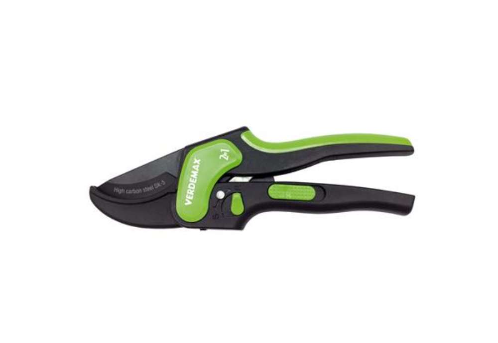 Immagine di Forbice a doppia funzione - taglio singolo e cricchetto - 20,5 cm - Verdemax