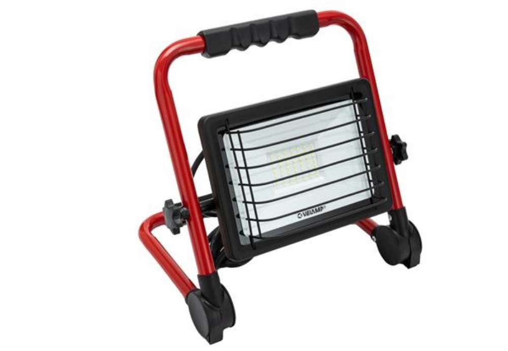 Immagine di Proiettore da cantiere Waingro - con staffa, cavo 3 m e griglia - 50 W - rosso - Velamp